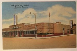 Greyhound Bus Terminal Memphis Tennessee TN linen 1956