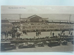 The Bandstand Worthing Vintage 1920s Postcard Nice Street View of Parked Cars