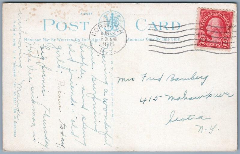 NORWICH NY BORDEN'S CONDENSED MILK COMPANY 1926 ANTIQUE POSTCARD