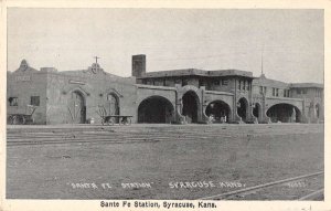 Syracuse Kansas Santa Fe Depot Train Station Vintage Postcard AA43103