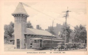 St Charles Missouri Interurban Street Car Station Vintage Postcard AA13831