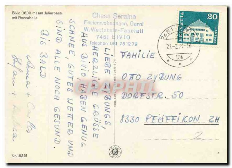 Postcard Modern Bivio am Julierpass put Roccabella