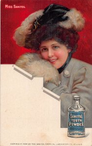 J76/ Advertising Postcard c1910 Sanitol Tooth Powder Pretty Woman 149