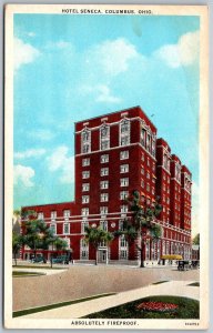 Columbus Ohio 1930s Postcard Hotel Seneca Street Scene