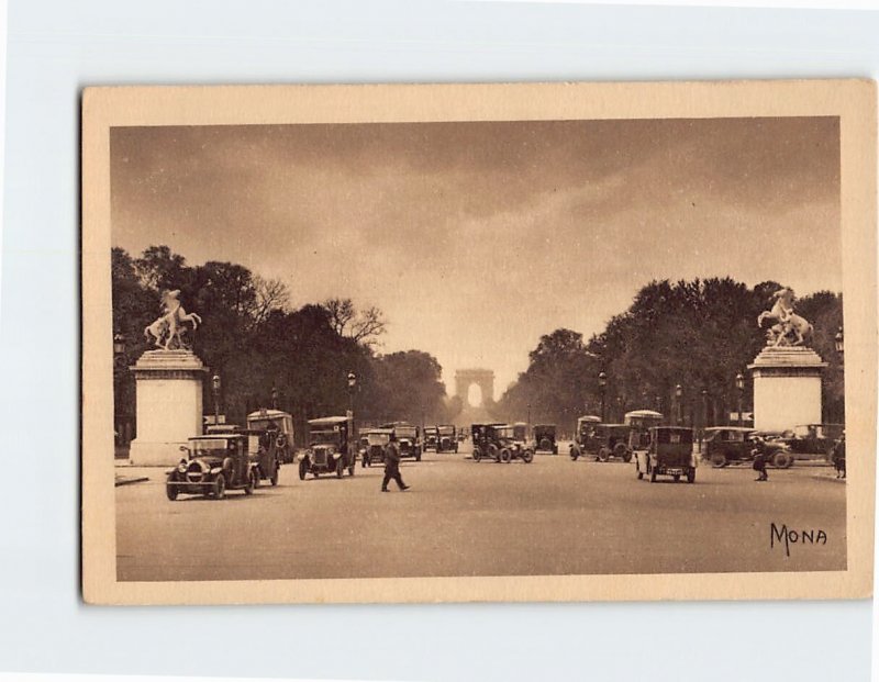 Postcard The Champs-Elysees and Marly Horse, Paris, France