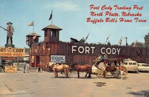 North Platte, Nebraska FORT CODY Buffalo Bill Roadside Stagecoach 1960s Postcard