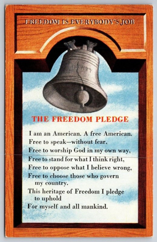 Patriotic Freedom Train Card 1948 WWII Freedom Pledge UNP Chrome Postcard C16 