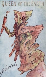 Queen Of The Earth Amazing Scottish Scotland Map Old Comic Postcard