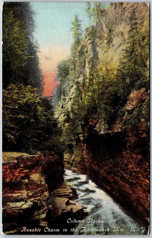 Adirondacks Mountains NY-New York, Column Rocks Ausable Chasm Vintage Postcard