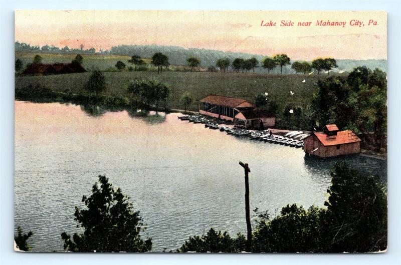 Postcard PA Mahanoy City Lake Side c1914 View I14