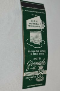 Hotel Granada Brooklyn New York 20 Strike Matchbook Cover