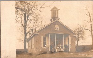 RPPC, Children In Front of School House, Early 1900s Vintage Postcard L44