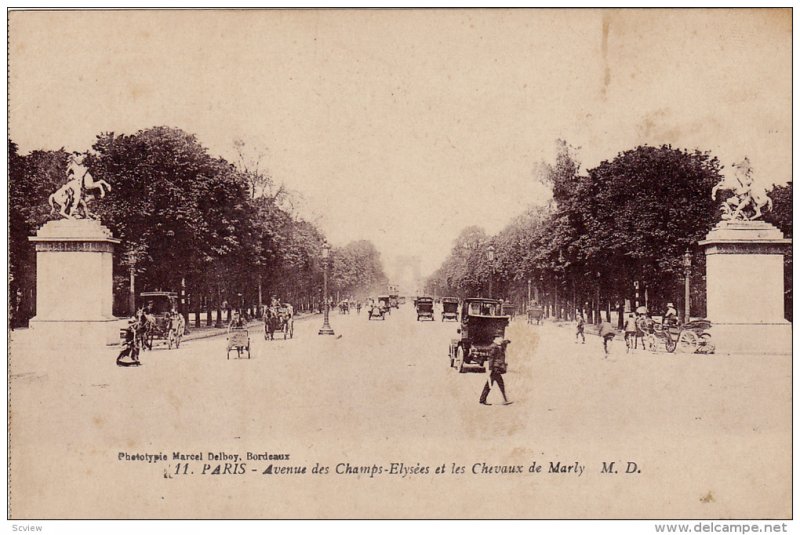 Avenue Des Champs-Elysees Et Les Chevaux De Marly, PARIS, France, 1900-1910s