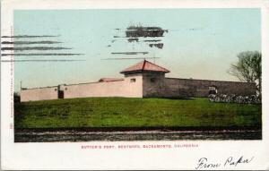 Sutter's Fort Restored Sacramento CA California c1906 Mitchell Postcard D88