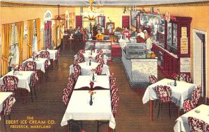 Frederick MD The Ebert Ice Cream Co. Interior Linen Postcard