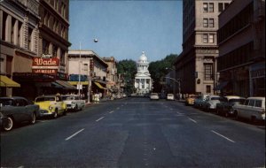 Fresno California CA Classic Cars Court House Street Scene Vintage Postcard