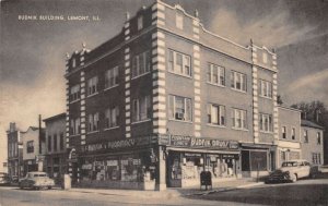 Lemont Illinois Budnik Building Drug Store Vintage Postcard AA79749