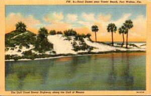 Florida Fort Walton Sand Dunes Near Tower Beach 1951 Curteich