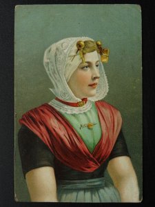 Beauty ZEELAND Woman in Dutch Traditional Dress c1912 Postcard by Stengel & Co.
