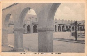 Ajo Arizona TC and GB Depot Train Station Arches Vintage Postcard AA52507