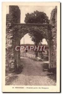 Old Postcard Perouges Premiere door Remparts