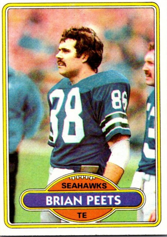 1980 Topps Football Card Brian Peets TE Seattle Seahawks sun0468