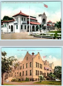 2 Postcards SANTA BARBARA, California CA ~ HIGH SCHOOL New BATH HOUSE c1910s