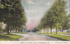 WAUKEGAN, Illinois, PU-1908, Scene On Grand Avenue