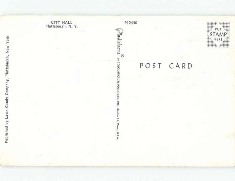 Pre-1980 CITY HALL Plattsburgh New York NY E5187