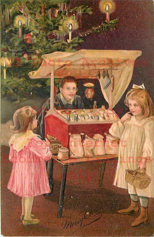 Christmas, PFB No 6493-1, Children with a Table Full of Food near Tree