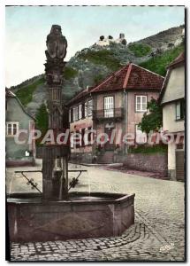 Modern Postcard Ribeauville Old well and the castle St Ulrich