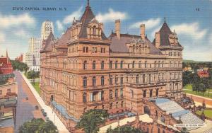 ALBANY, NY New York   STATE CAPITOL~Bird's Eye    c1940's Tichnor Linen Postcard