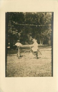 C-1910 Children girl Bicycle Recreation RPPC Photo Postcard 22-4753