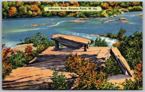 Vtg Harpers Ferry West Virginia WV Jefferson Rock 1940s Scenic View Postcard