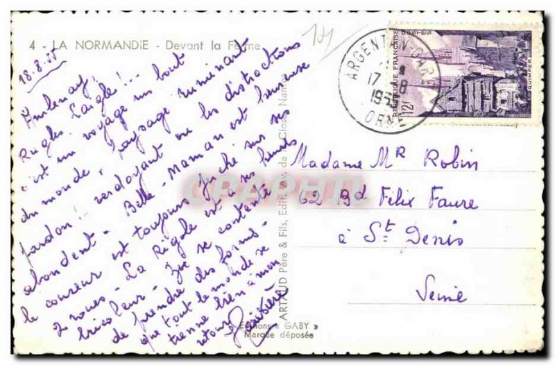 Old Postcard Front Normandy Farm