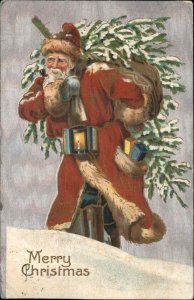 Christmas Santa Clause Toys Embossed c1910s Postcard