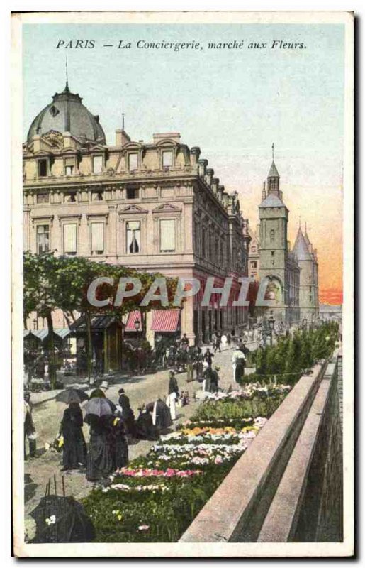 Paris Old Postcard concierge flower market