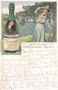 BG19920 weinstuben kempinski berlin bottle woman postcard germany advertising