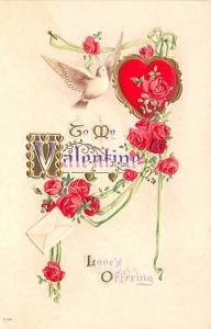 Valentines Day Post Card Embossed Postcard Writing on back