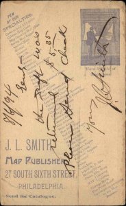 JL Smith Map Publisher Philadelphia Cartography History 1890s Postal Card