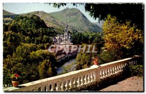 Modern Postcard Lourdes Basilica and the Gave