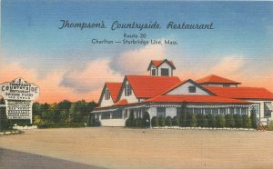 Postcard 1940s Massachusetts Sturbridge Line Thompson's  Restaurant  22-13054