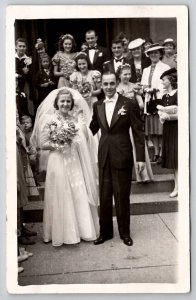 RPPC Bride and Groom Bridal Party Guests c1950 Real Photo  Postcard J24