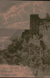 B576 Germany Ruine Rheinfels bei St. Goar artist etch postcard 1900