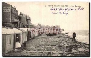 Old Postcard Saint Aubin sur Mer Cabins