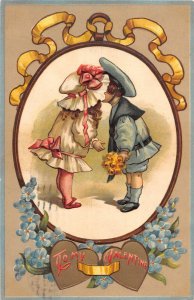 J20/ Valentine's Day Love Holiday Postcard c1910 Art Beautiful Kiss 80