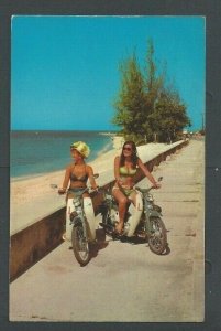 Ca 1975 Post Card Motorcycle Girls In Jamaica WI