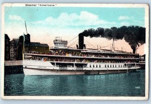 1923 Nova Scotia Canada Vintage Postcard Steamer Americana Ferry Boat Dock Port