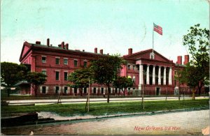 Postcard 1908 New Orleans, Louisiana United States Mint Building Steet View S19