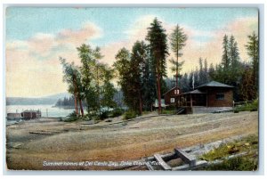 c1910 Summer Homes at Del Cardo Bay Lake Coeur D'Alene Idaho ID Postcard